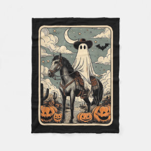 Cowboy Ghost Riding Horse Funny Tarot Card Hallowe Fleece Blanket