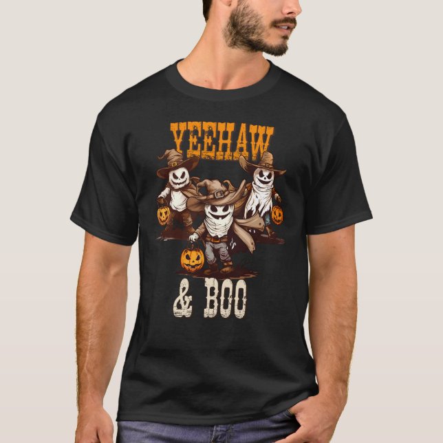Cowboy Ghost Trio Halloween T-Shirt (Front)