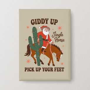 Cowboy Giddy Up Jingle Horse Pick Up Your Feet Button