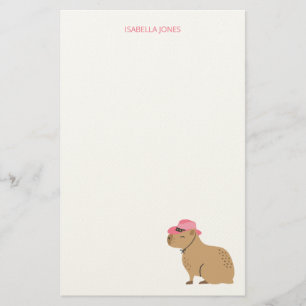 Cowboy girl capybara animal kids stationery paper 