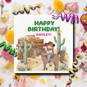 Cowboy Girl on Horse Birthday Party Napkins