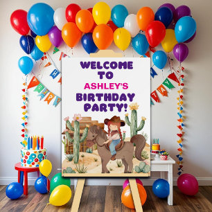 Cowboy Girl on Horse Birthday Party Welcome Foam Board