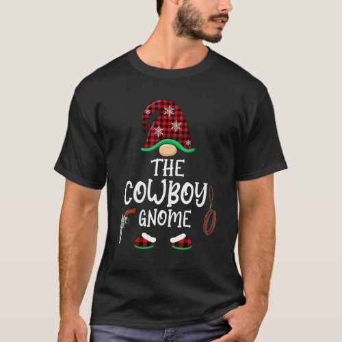 Cowboy Gnome Buffalo Plaid Matching Family Christm T_Shirt