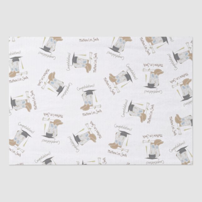 Cowboy Graduation Country Western Party Tissue Paper (Front)