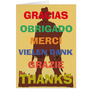 Cowboy, Gratitude in several languages, edit text Cards