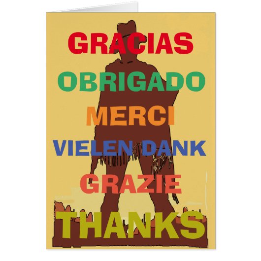 Cowboy, Gratitude in several languages, edit text Cards (Front)