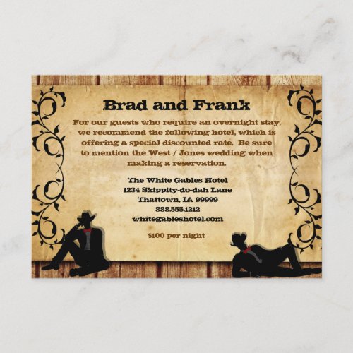 Cowboy Grooms Custom Gay Wedding Accommodations Custom Invite
