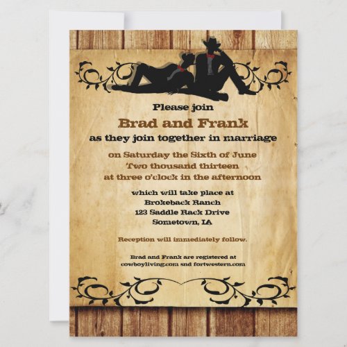 Cowboy Grooms Custom Gay Wedding Invitations