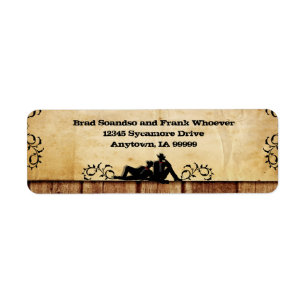 Cowboy Grooms Custom Gay Wedding Return Address Label