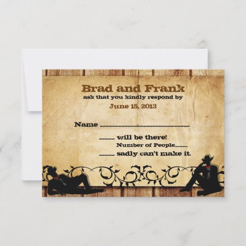 Cowboy Grooms Custom Gay Wedding RSVP Cards