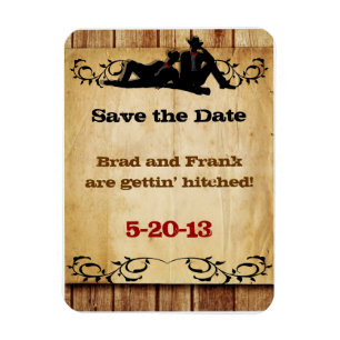 Cowboy Grooms Gay Wedding Save-the-Date Magnets