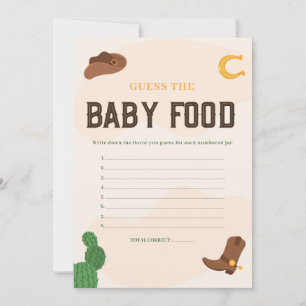 Cowboy Guess the Baby Food Baby Shower Game Card