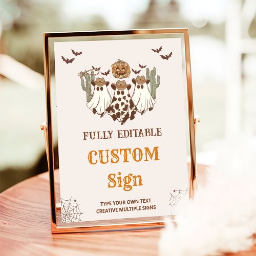  Cowboy Halloween Birthday Party Table Sign