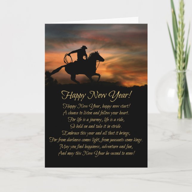Cowboy Happy New Year, New Year's Holiday Card (Front)