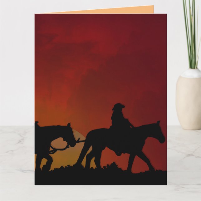 COWBOY HAPPY TRAILS BIG BIRTHDAY CARD (Front)