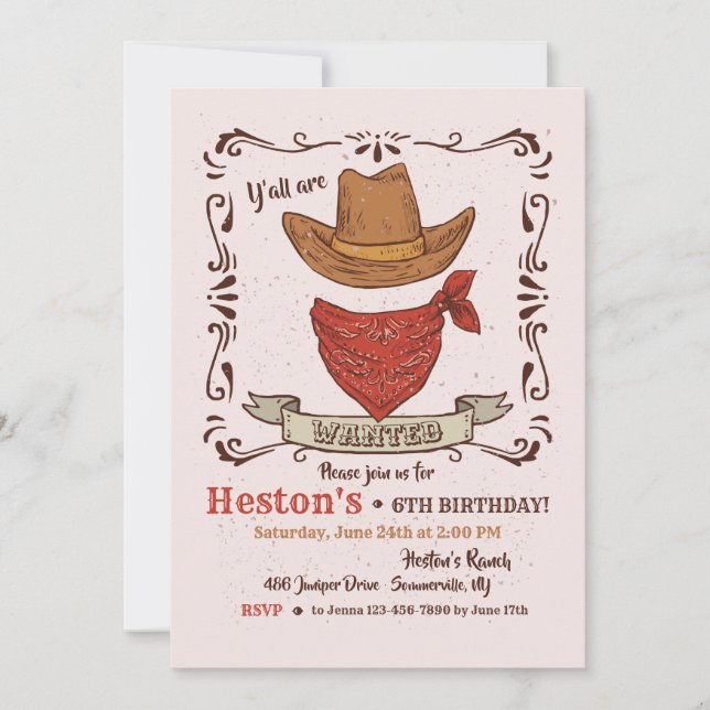 Cowboy Hat and Bandana Invitation (Front)