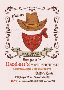 Hat Invitations Zazzle Cowboy Hat And Bandana Invitation