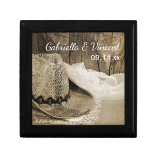 Cowboy Hat and Barn Wood Country Western Wedding Gift Box