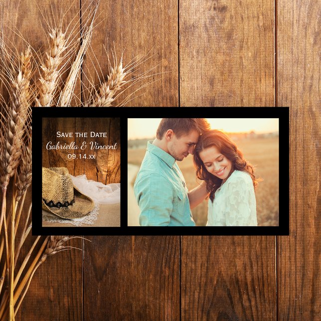 Cowboy Hat and Barn Wood Wedding Save the Date (Creator Uploaded)