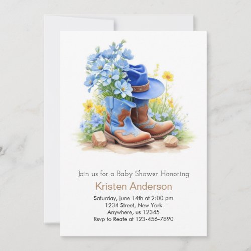 Cowboy Hat and Boots Baby Shower Invitation