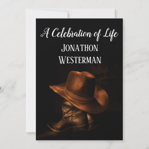 Cowboy Hat and Boots Celebration of Life Invitation