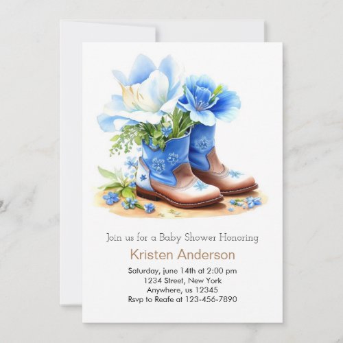 Cowboy Hat and Boots Delightful Baby Shower Invitation