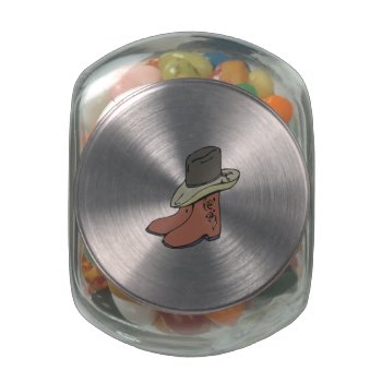 Cowboy Hat And Boots Glass Jar by HowTheWestWasWon at Zazzle