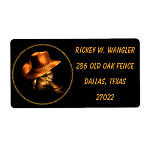 COWBOY HAT AND BOOTS  LABEL