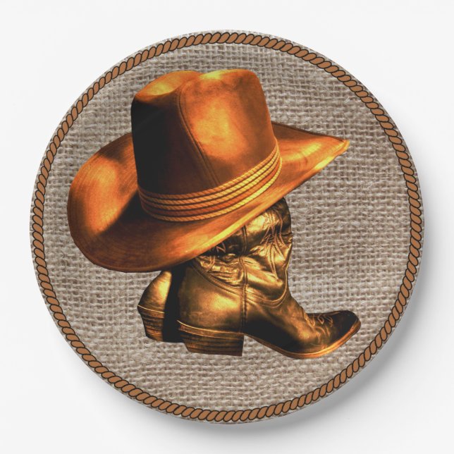 COWBOY HAT AND BOOTS  PAPER PLATES (Front)