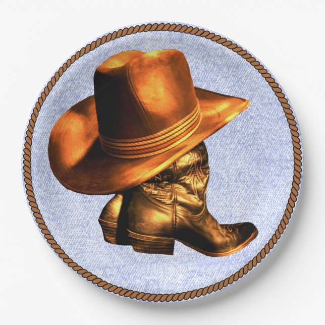COWBOY HAT AND BOOTS PAPER PLATES (Front)