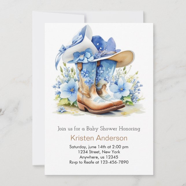 Cowboy Hat and Boots Whimsy Baby Shower Invitation (Front)