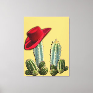 Cowboy Hat and Cactus Canvas Print