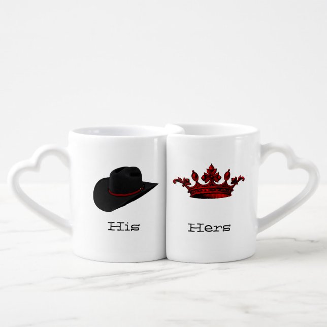 Cowboy Hat and Crown Lovers Mug Set (Front Nesting)