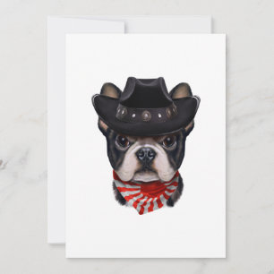 Cowboy Hat and Flag French Bulldog For Dog Lover Announcement