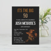 Cowboy Hat and Leather Boots Masculine Personalize Invitation (Standing Front)