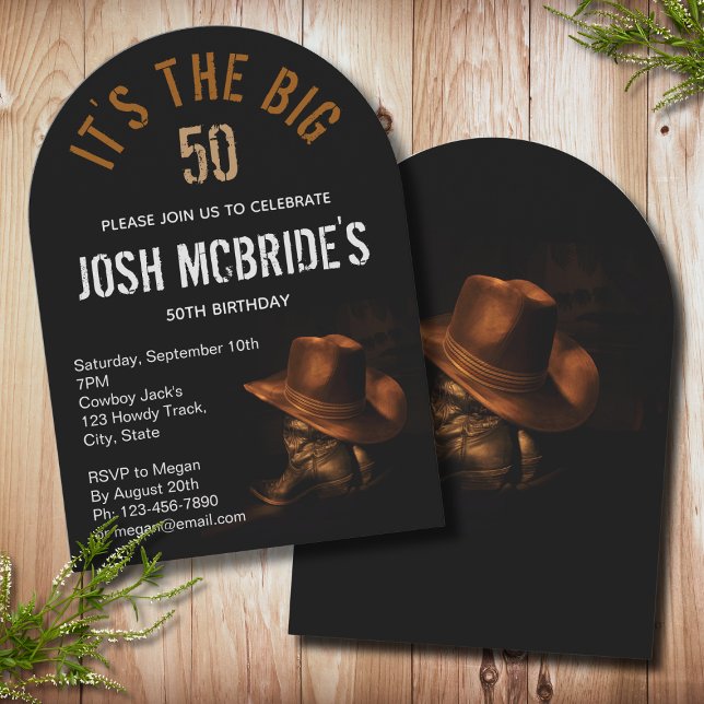 Cowboy Hat and Leather Boots Masculine Personalize Invitation (Creator Uploaded)