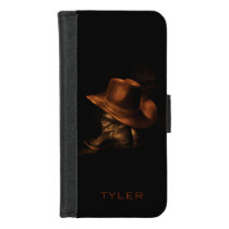 Cowboy Hat and Leather Boots Masculine Personalize iPhone 8/7 Wallet Case
