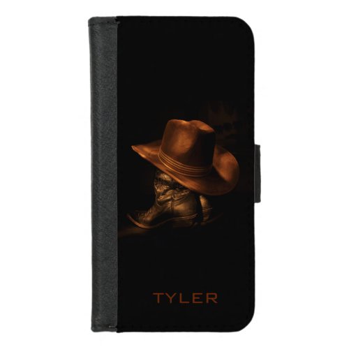 Cowboy Hat and Leather Boots Masculine Personalize iPhone 87 Wallet Case