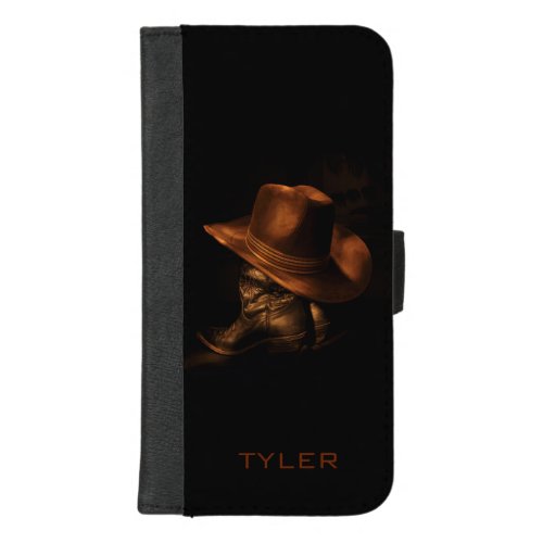 Cowboy Hat and Leather Boots Masculine Personalize iPhone 87 Plus Wallet Case