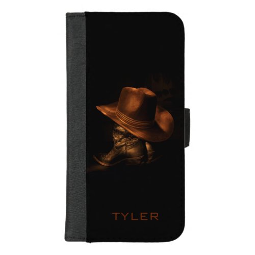 Cowboy Hat and Leather Boots Masculine Personalize iPhone 87 Plus Wallet Case