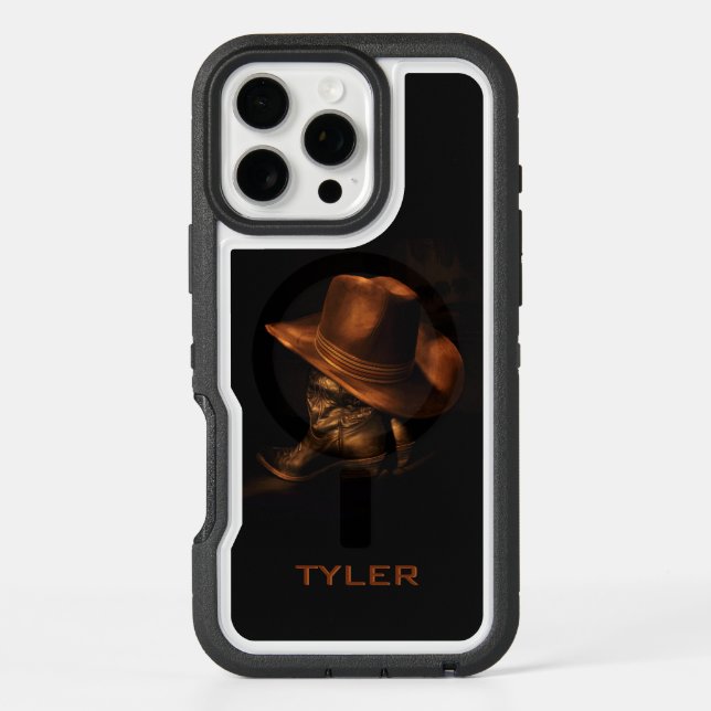 Cowboy Hat and Leather Boots Masculine Personalize Otterbox iPhone Case (Back)