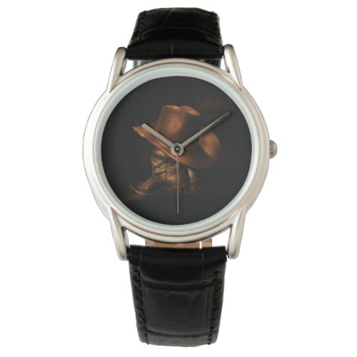 Cowboy Hat and Leather Boots Masculine Watch