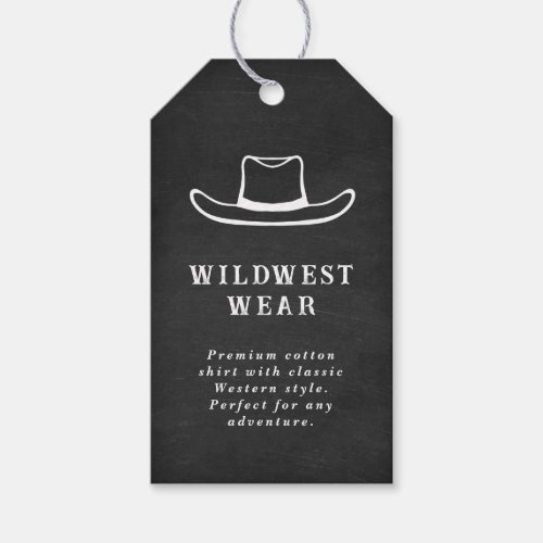 Cowboy hat black and white clothing tag