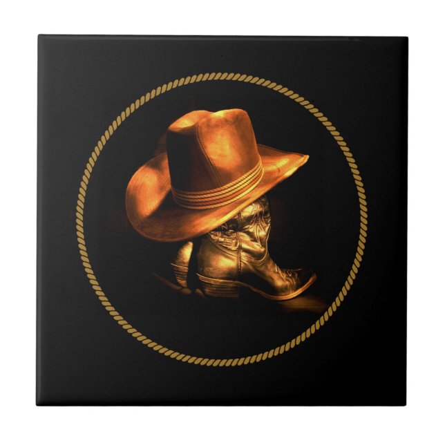 COWBOY HAT & BOOTS       CERAMIC TILE (Front)