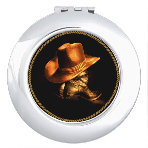 COWBOY HAT  BOOTS COMPACT MIRROR