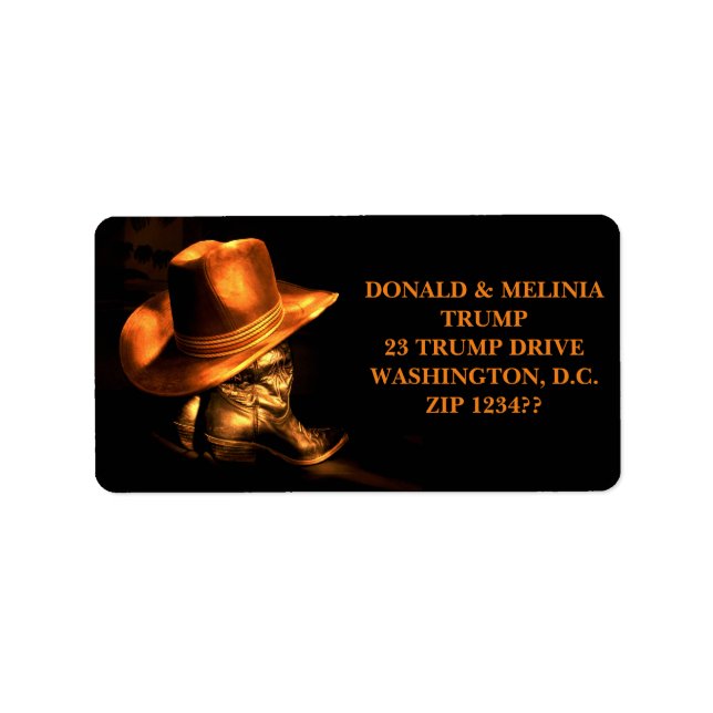 COWBOY HAT & BOOTS* LABEL (Front)