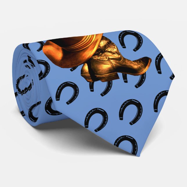 COWBOY HAT & BOOTS NECK TIE (Rolled)