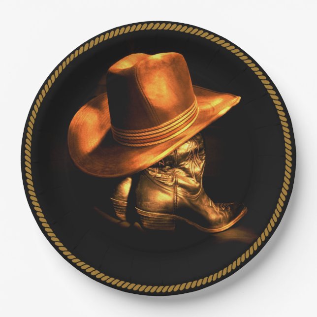 COWBOY HAT & BOOTS PAPER PLATES (Front)