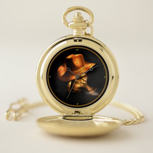 COWBOY HAT  BOOTS POCKET WATCH