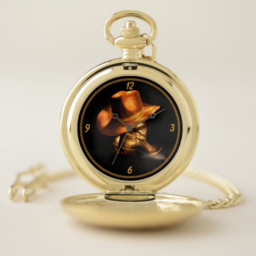 COWBOY HAT  BOOTS    POCKET WATCH